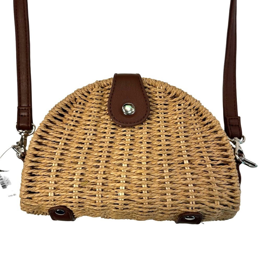 White House Black Market Rattan Half Moon bag